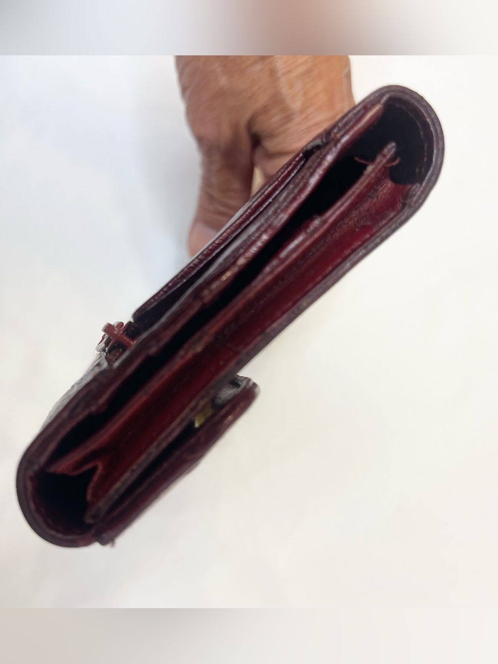 Vintage Eel Skin Burgundy Wallet EUC - Picture 9 of 11